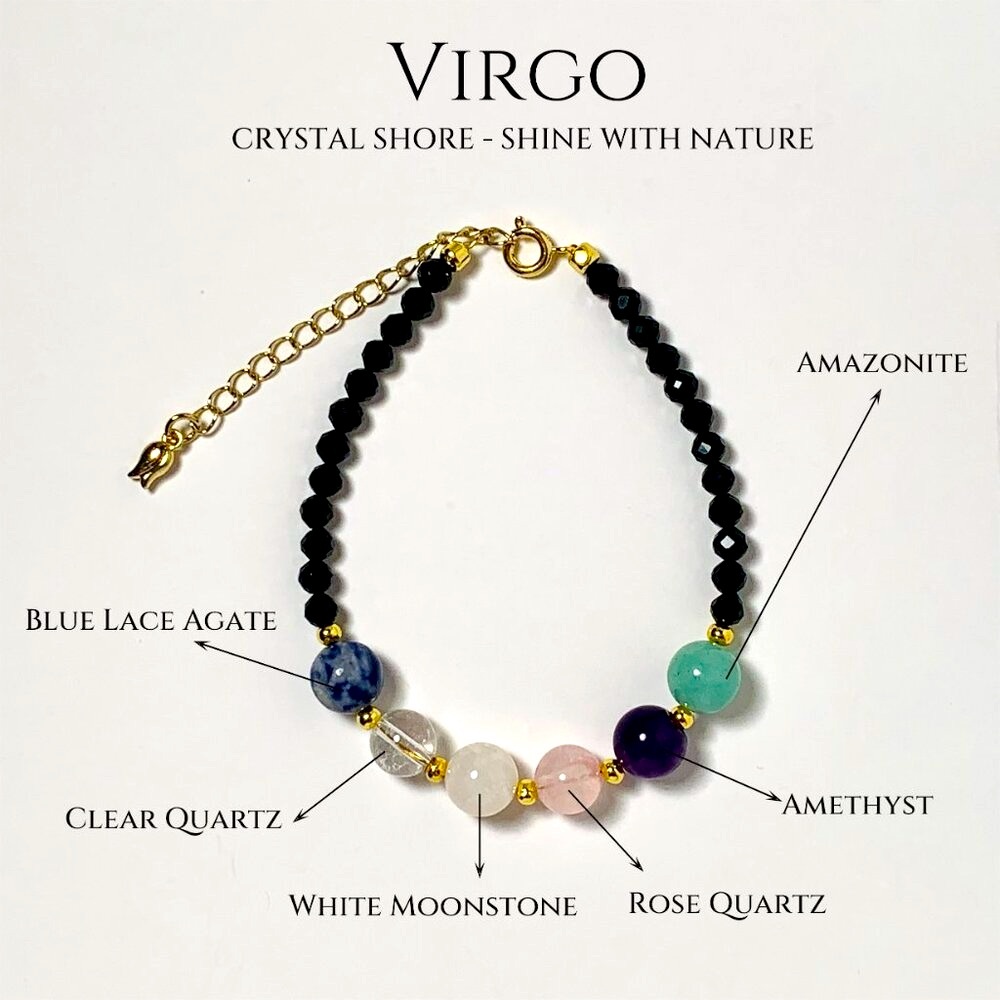 Virgo Crystal Bracelet - Handcrafted Natural Crystal 12 Constellation Bracelet